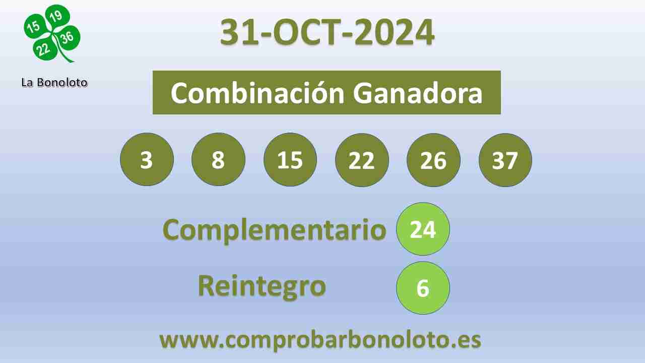 Comprobar bonoloto del 31/10/2024