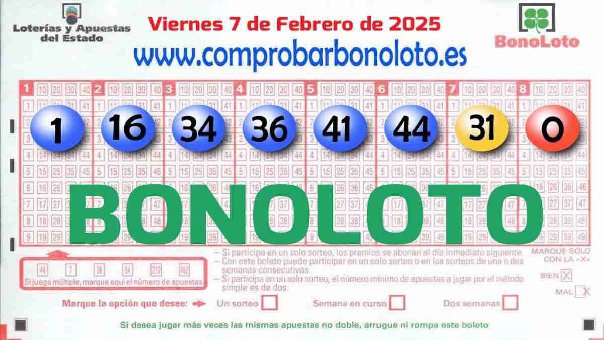 Bonoloto del Viernes 7 de Febrero de 2025