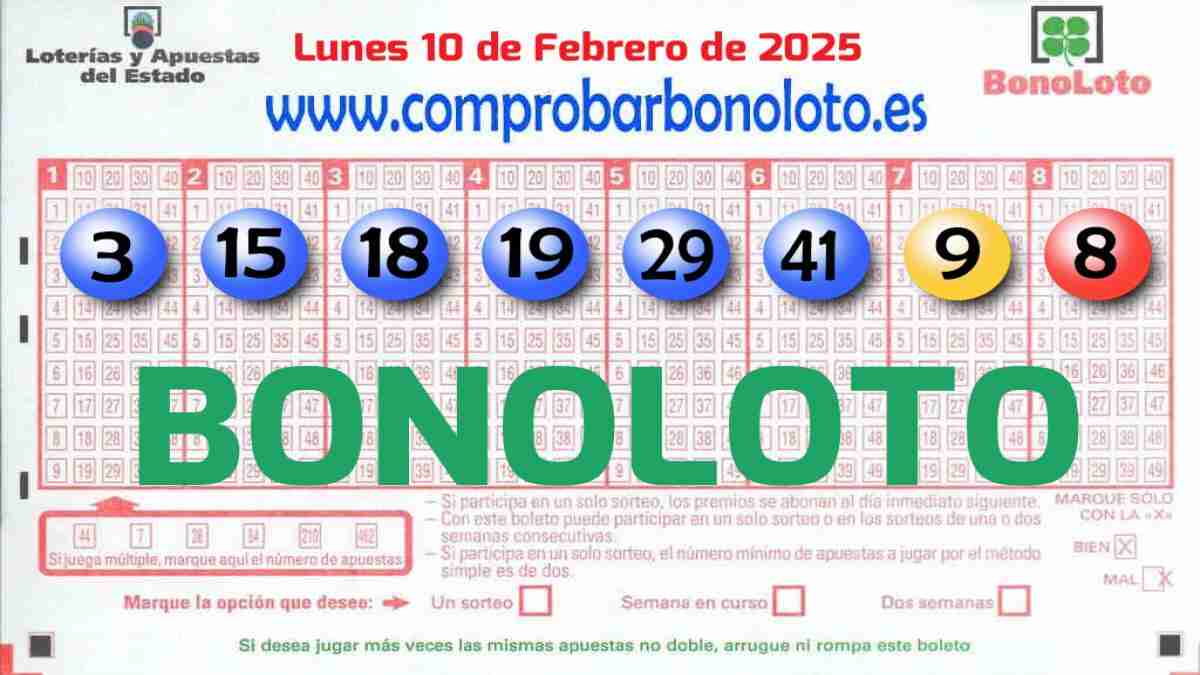 Bonoloto del Lunes 10 de Febrero de 2025