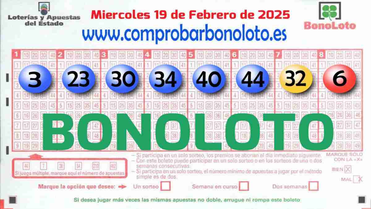 Bonoloto del Miércoles 19 de Febrero de 2025