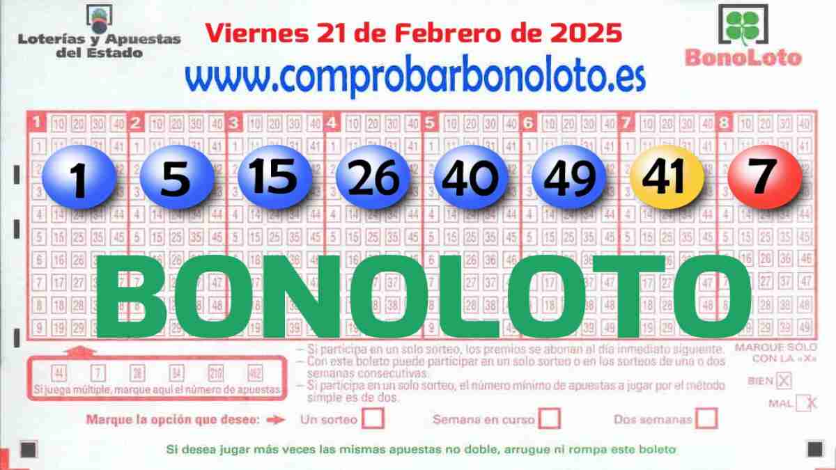 Bonoloto del Viernes 21 de Febrero de 2025