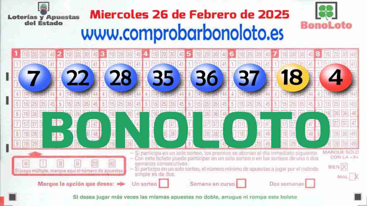 Bonoloto del Miércoles 26 de Febrero de 2025