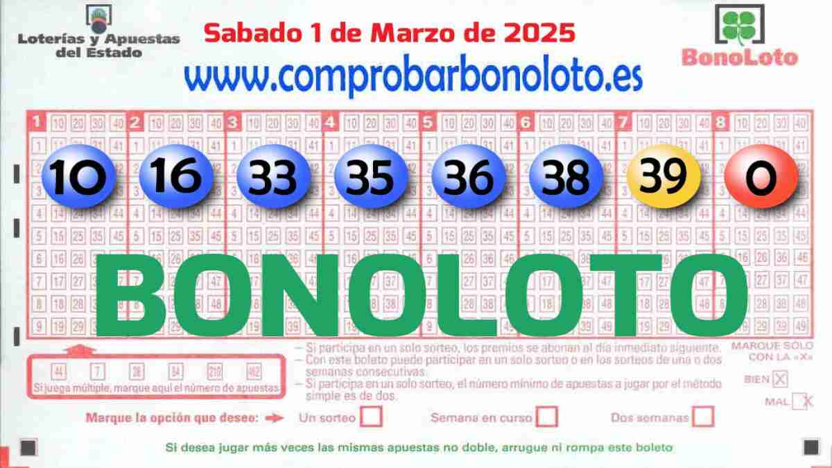 Bonoloto del Sábado 1 de Marzo de 2025