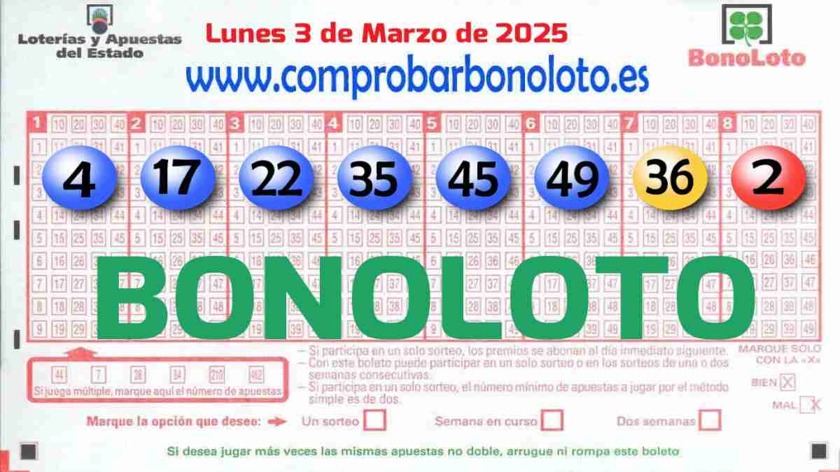 Bonoloto del Lunes 3 de Marzo de 2025